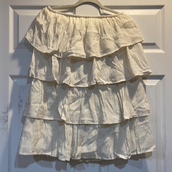 Fashion Nova Cream Tiered Ruffle Mini Dress M - Picture 2 of 8